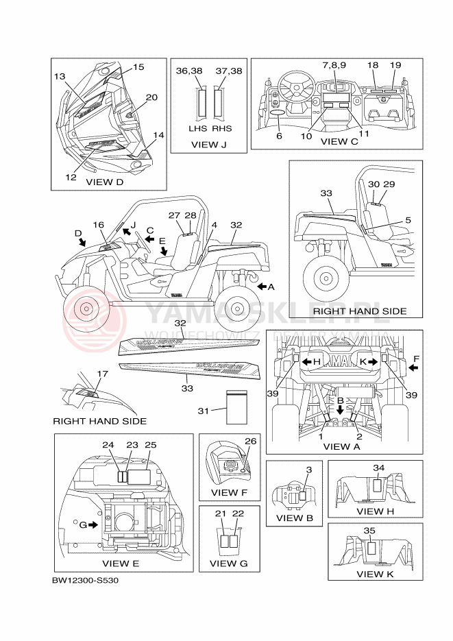 Schemat "naklejki" do Yamaha WOLVERINE R