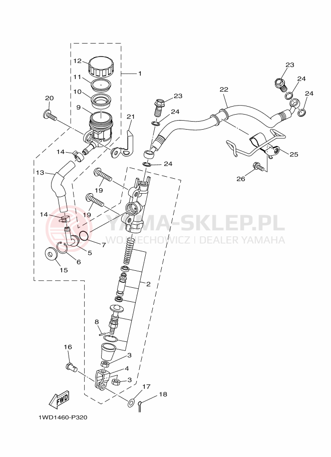 Schemat "Pompa hamulcowa tył" do Yamaha YZF-R25