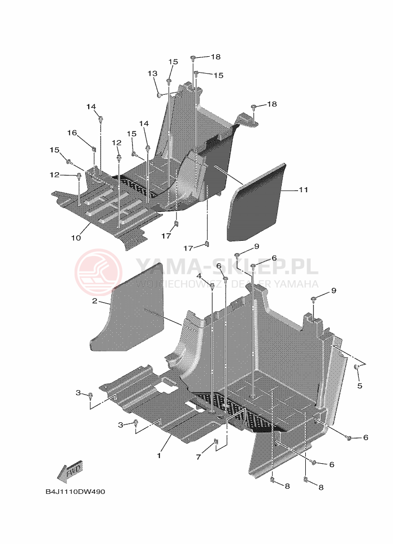 Schemat "Stopka postojowa i podnóżki" do Yamaha WOLVERINE RMAX EPS SE