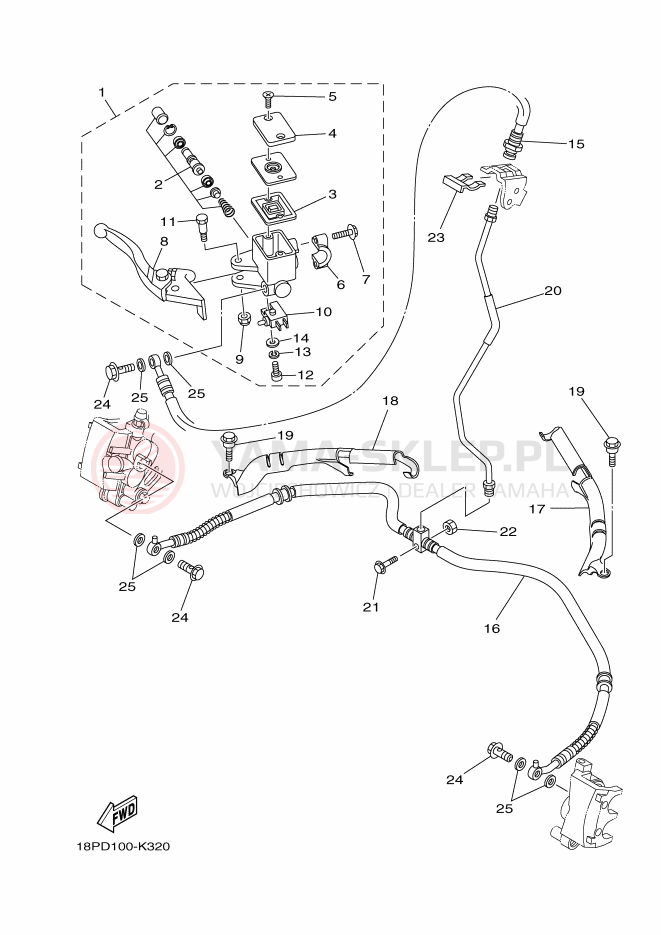 Schemat "Pompa hamulcowa przednia" do Yamaha YFZ450RD