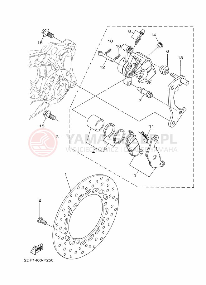 Schemat "Zacisk hamulcowy tylny" do Yamaha NMAX 150