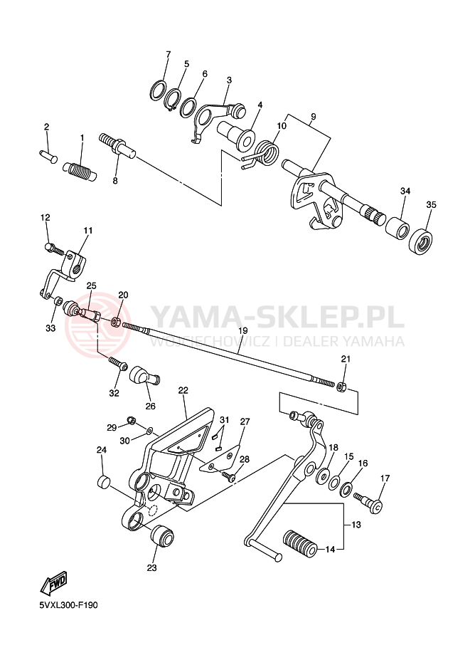 Schemat "Dźwignia zmiany biegów, wałek" do Yamaha FAZER