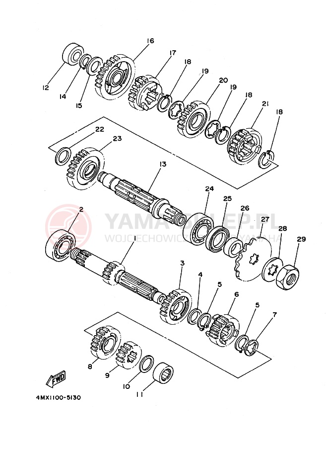 Schemat "Skrzynia biegów " do Yamaha YZ250