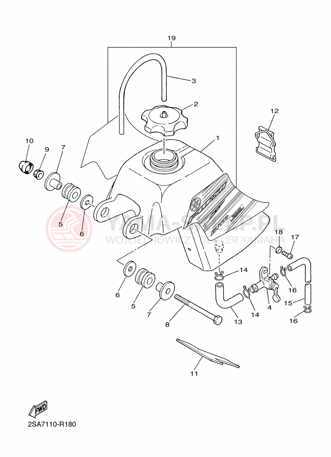 Schemat "zbiornik paliwa" do Yamaha PW50