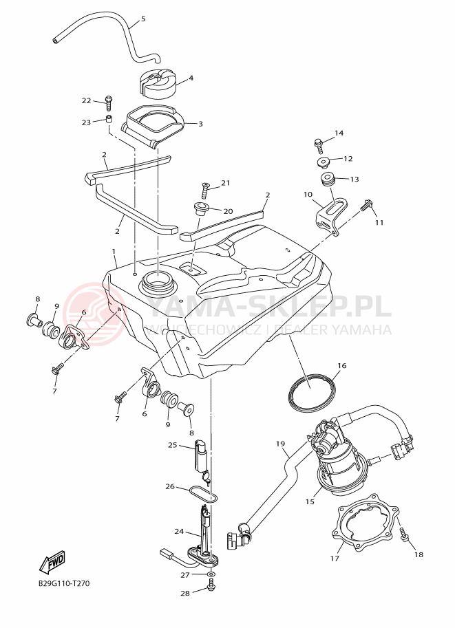 Schemat "zbiornik paliwa" do Yamaha WR250F