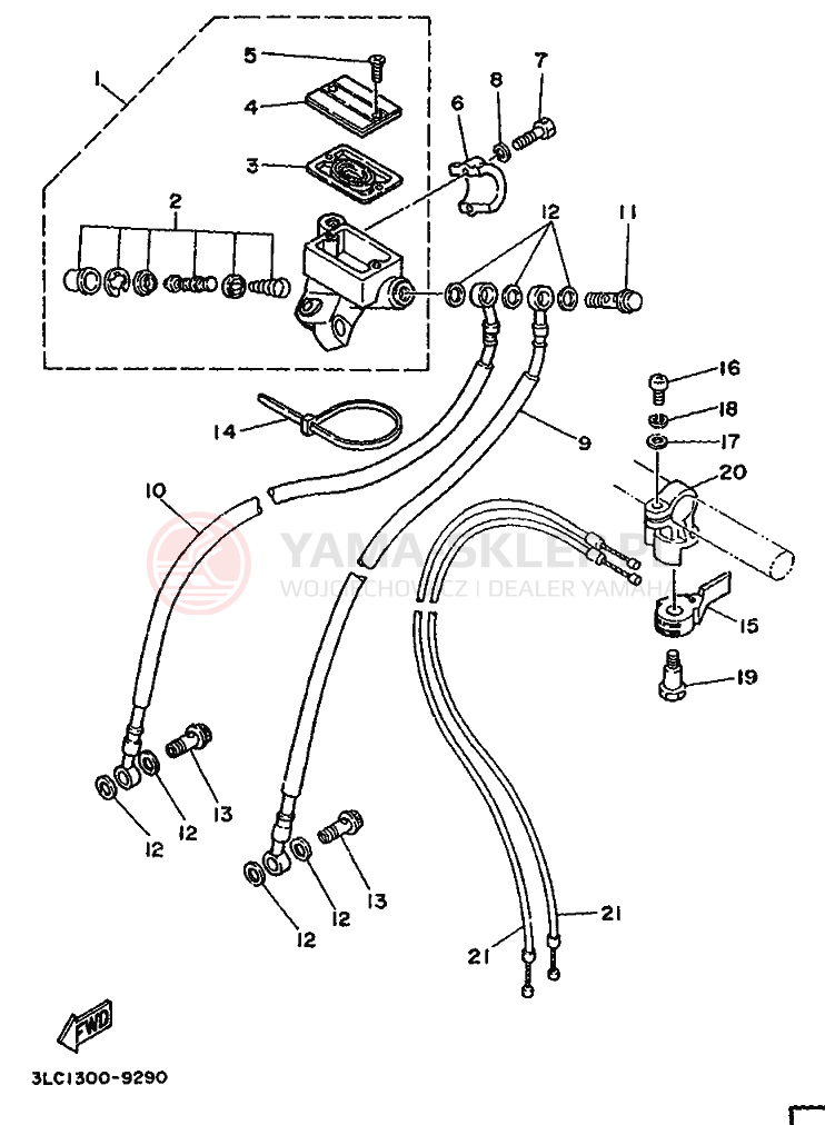 Schemat "Pompa hamulcowa przednia" do Yamaha TZ250