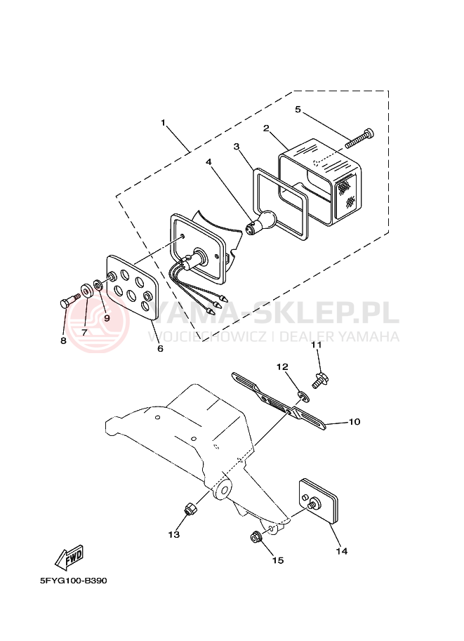 Schemat "lampa tył" do Yamaha TW200E TW200T