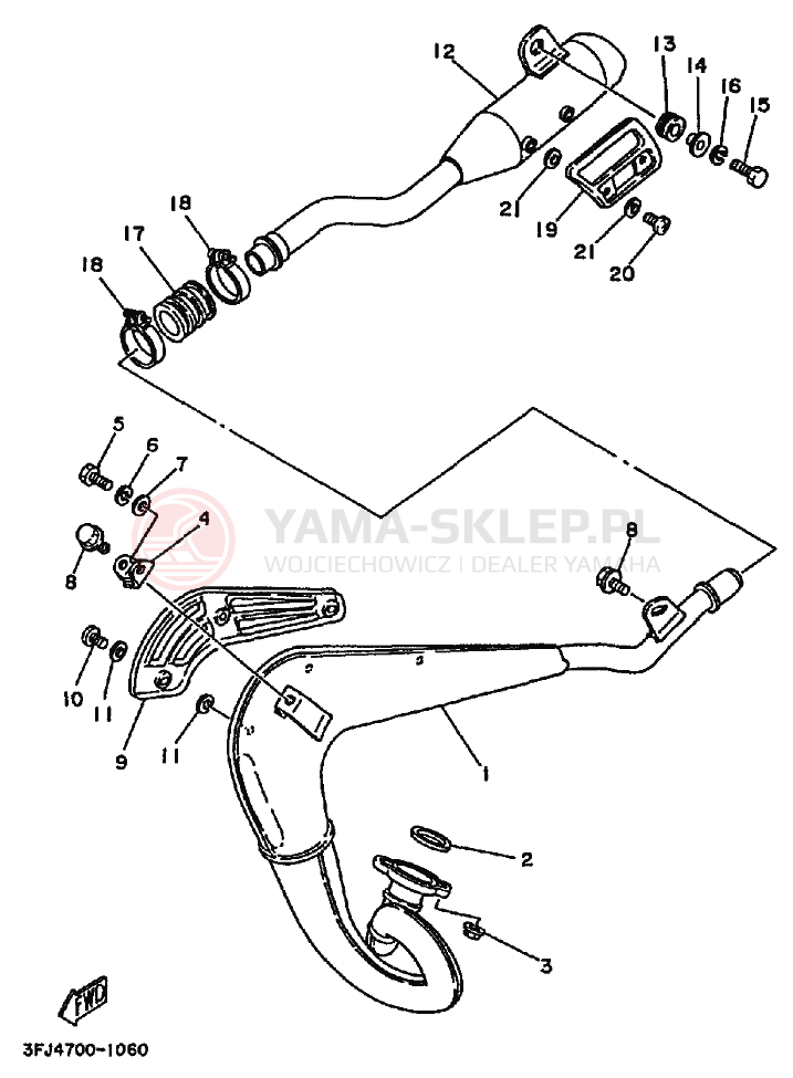 Schemat "Wydech końcowy" do Yamaha DT175 DT175B