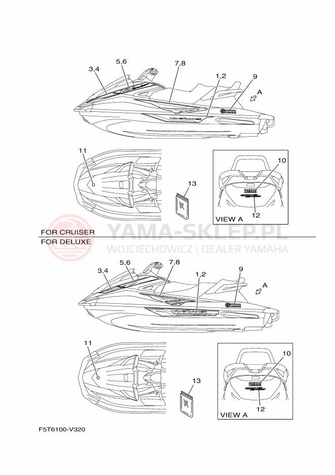 Schemat "Naklejki" do Yamaha VX CRUISER
