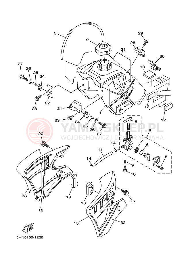 Schemat "zbiornik paliwa" do Yamaha TT-R90