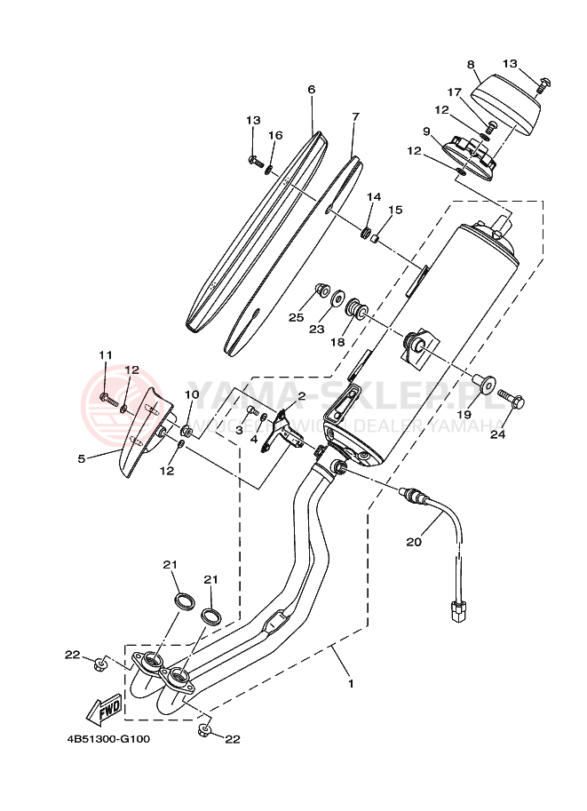 Schemat "Wydech końcowy" do Yamaha TMAX