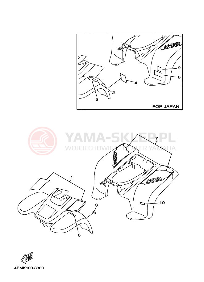 Schemat "naklejki" do Yamaha YFM80