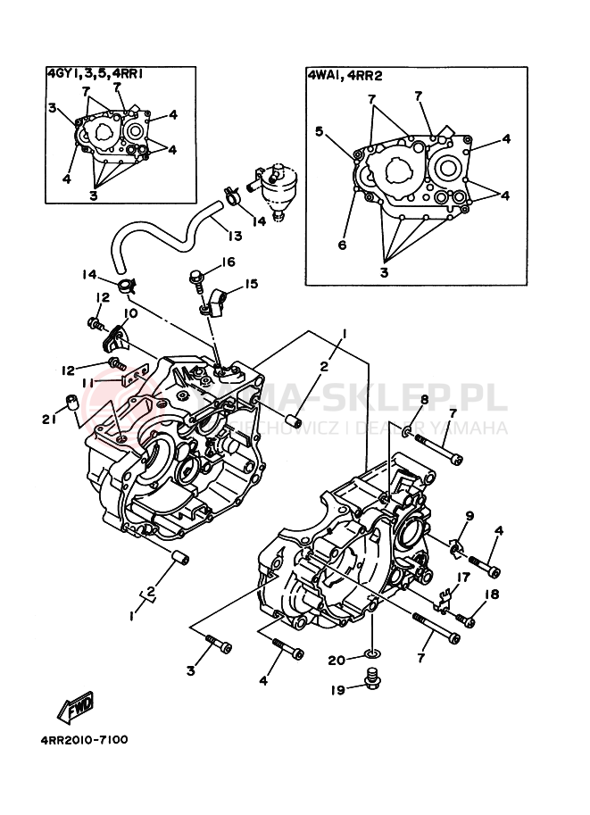 Schemat "Obudowa silnika" do Yamaha TT250R