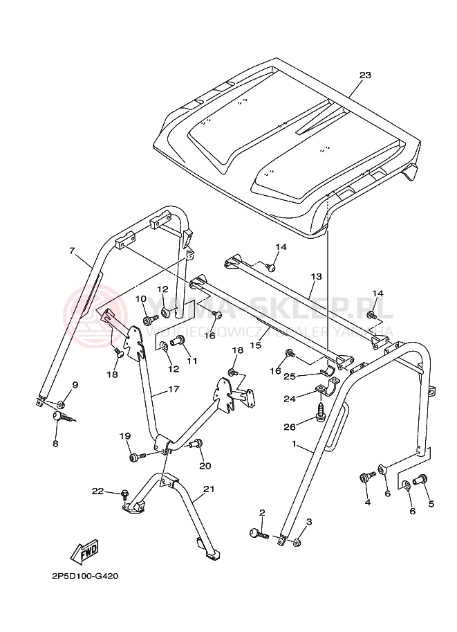 Schemat "ZDERZAK 2" do Yamaha RHINO 700 FI