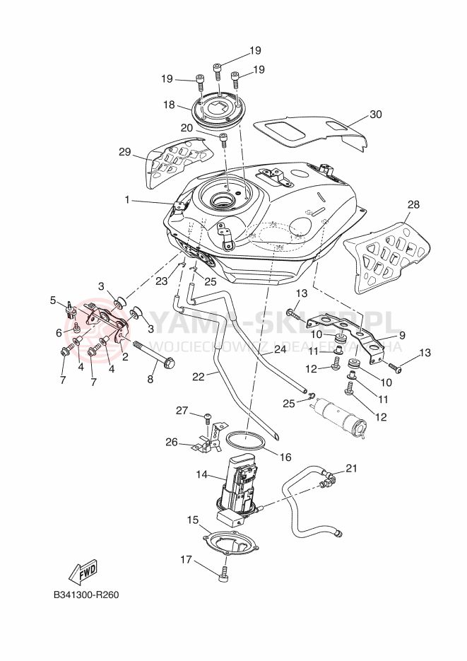 Schemat "zbiornik paliwa" do Yamaha XSR700