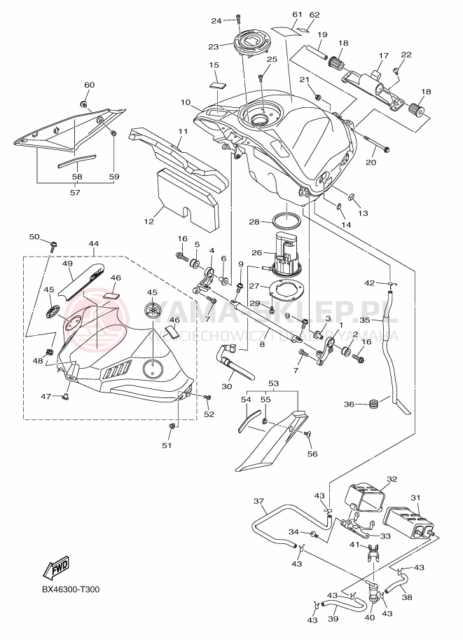 Schemat "zbiornik paliwa" do Yamaha YZF-R1