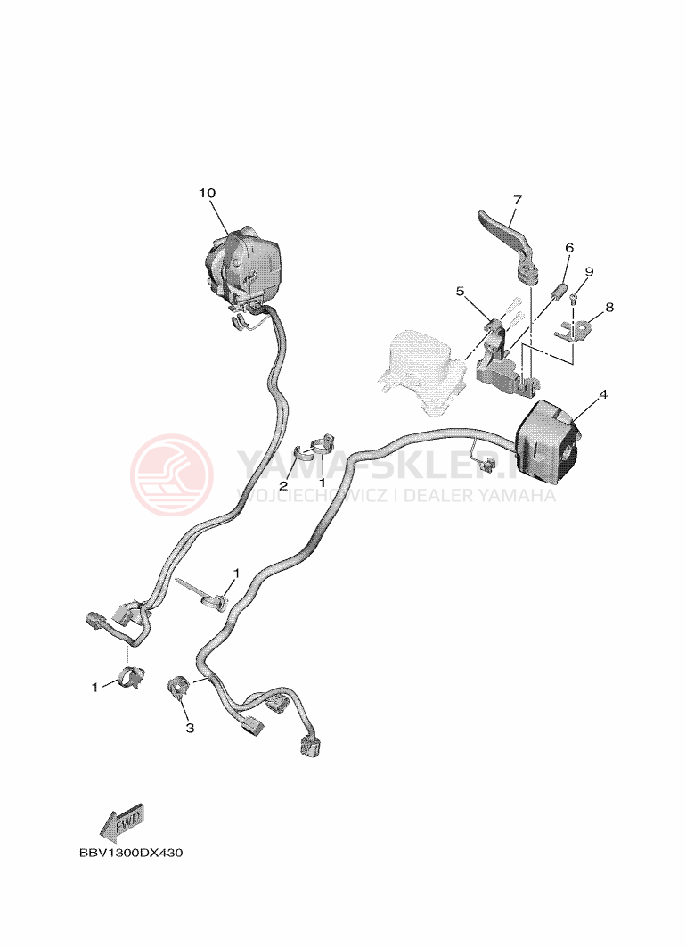 Schemat "Kierownica i osprzęt" do Yamaha TMAX
