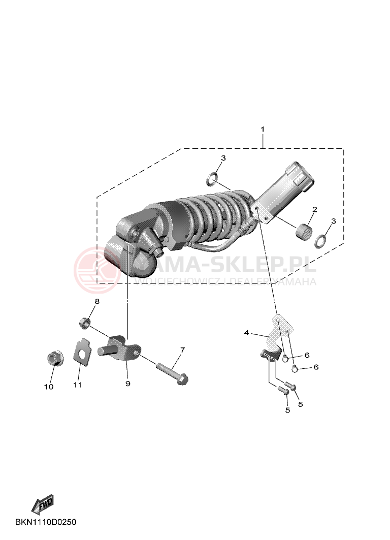 Schemat "zawieszenie tył" do Yamaha R9