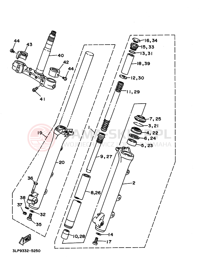 Schemat "Amortyzatory przód" do Yamaha VIRAGO