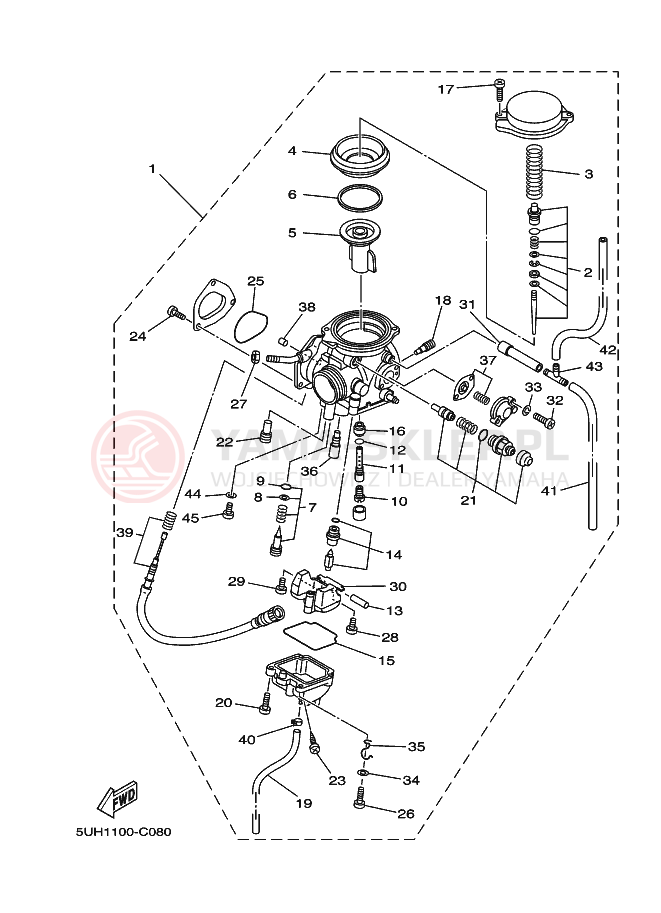 Schemat "Gaźnik" do Yamaha YFM350TE