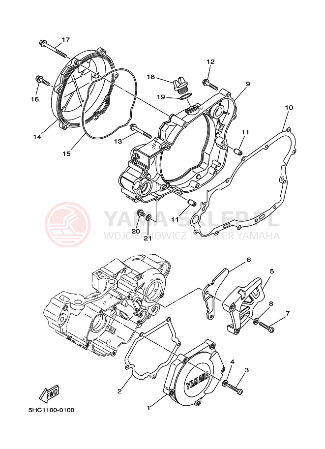 Schemat "Pokrywa silnika" do Yamaha YZ250
