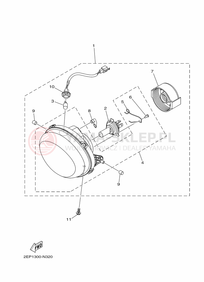 Schemat "Lampa przód" do Yamaha DELIGHT