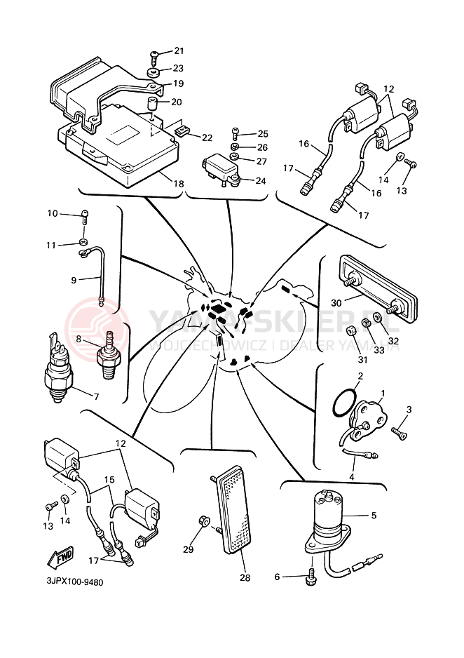 Schemat "układ elektryczny" do Yamaha VMX12 VMX12M VMAX