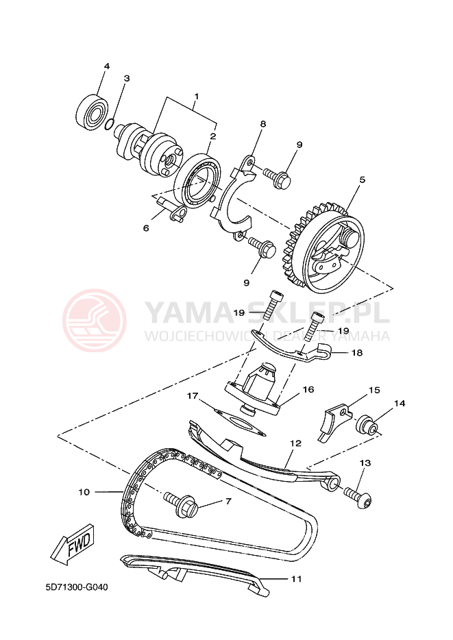 Schemat "Wałek rozrządu" do Yamaha WR125R