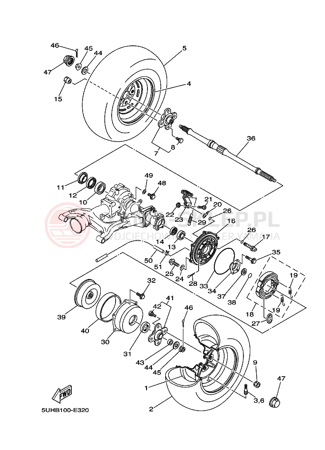 Schemat "Koło tył" do Yamaha WOLVERINE 2WD