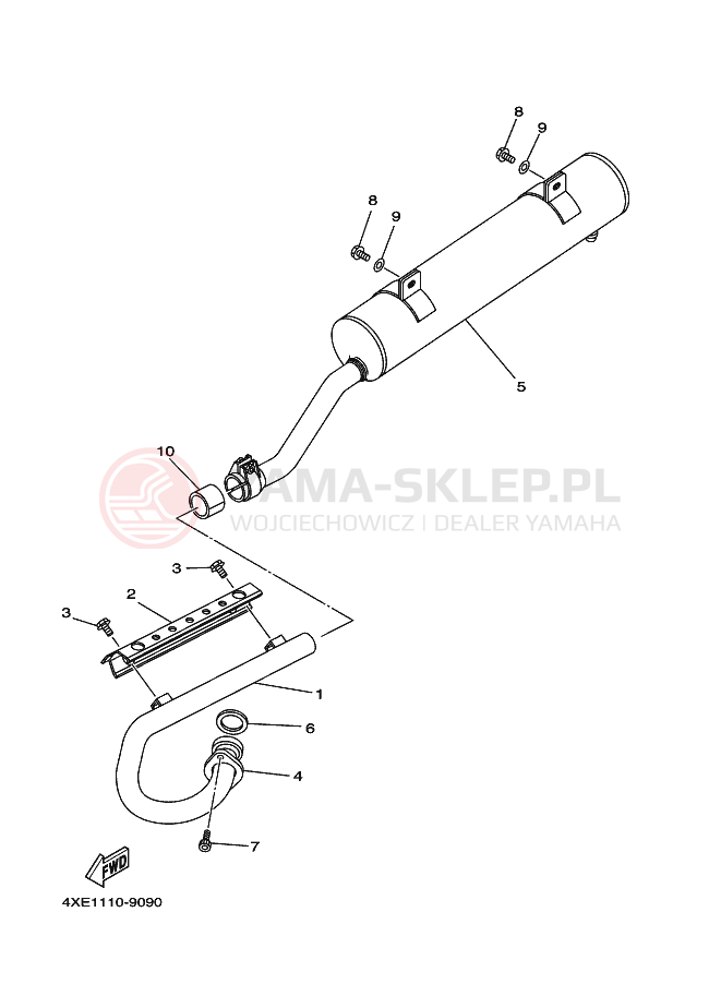 Schemat "Wydech końcowy" do Yamaha YFM250