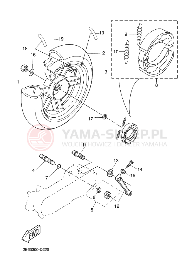 Schemat "Koło tył" do Yamaha BWS