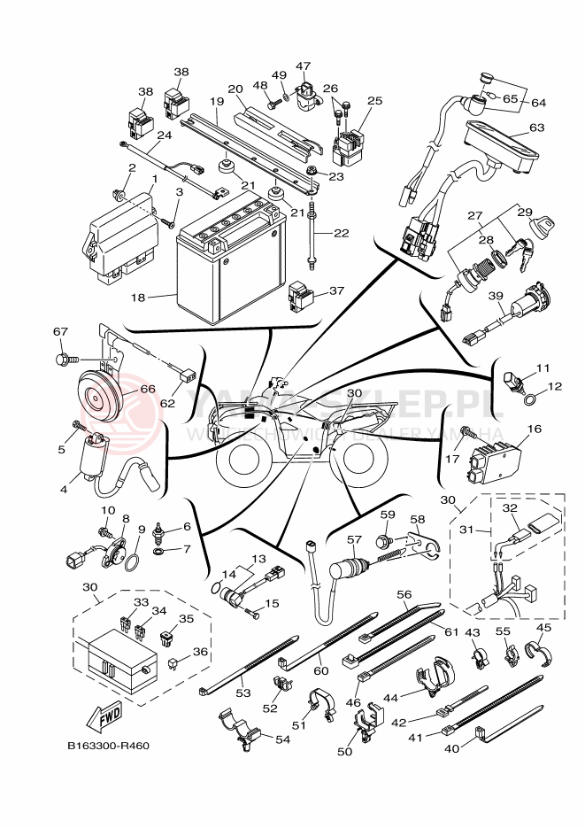 Schemat "układ elektryczny" do Yamaha KODIAK 700