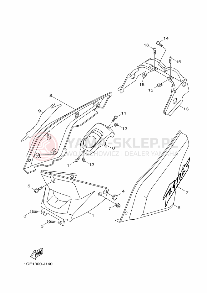 Schemat "Pokrywa boczna" do Yamaha BWS 125