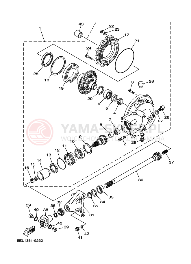 Schemat "Wał napędowy" do Yamaha XVS1100 XVS11RC V STAR 1100