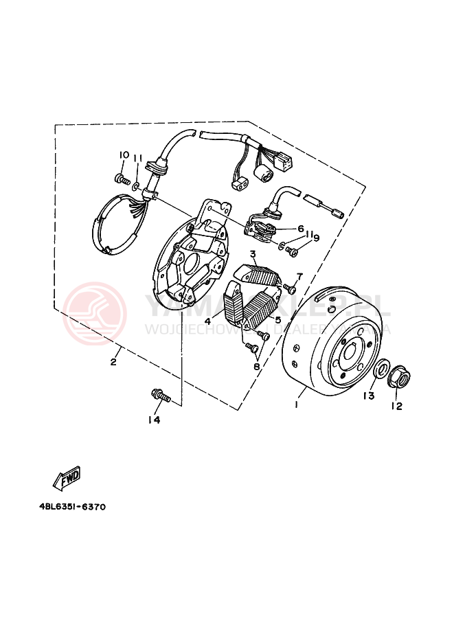 Schemat "prądnica" do Yamaha DT125RE