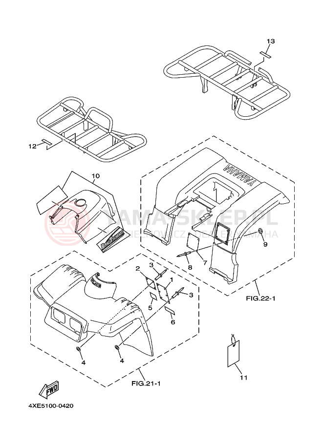 Schemat "naklejki" do Yamaha YFM250