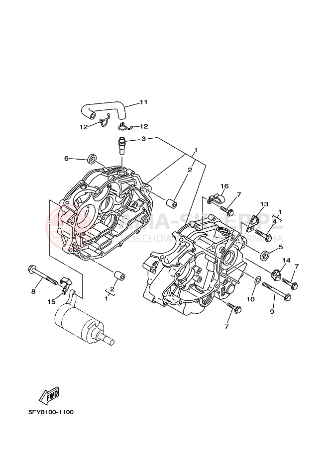 Schemat "Pokrywa silnika" do Yamaha TW125