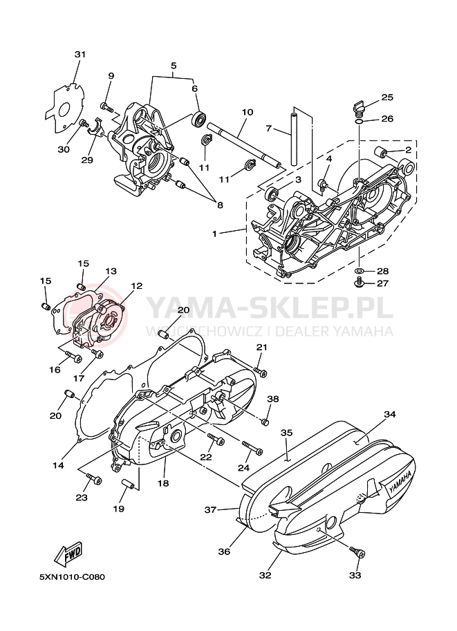 Schemat "Obudowa silnika" do Yamaha YL50