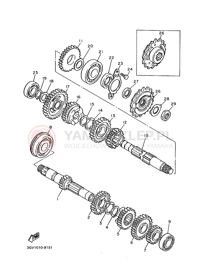 Schemat "Skrzynia biegów " do Yamaha SRX400