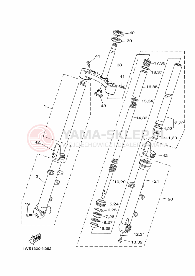Schemat "Amortyzatory przód" do Yamaha MT-07 ABS