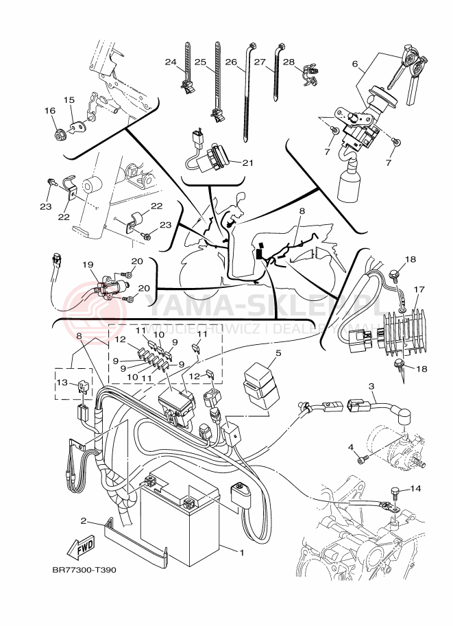 Schemat "układ elektryczny" do Yamaha TRICITY 125