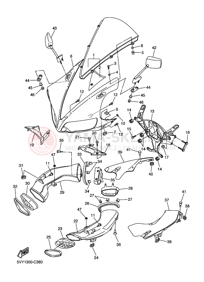 Schemat "elementy nadwozia" do Yamaha YZF-R1 YZF-R1S R1