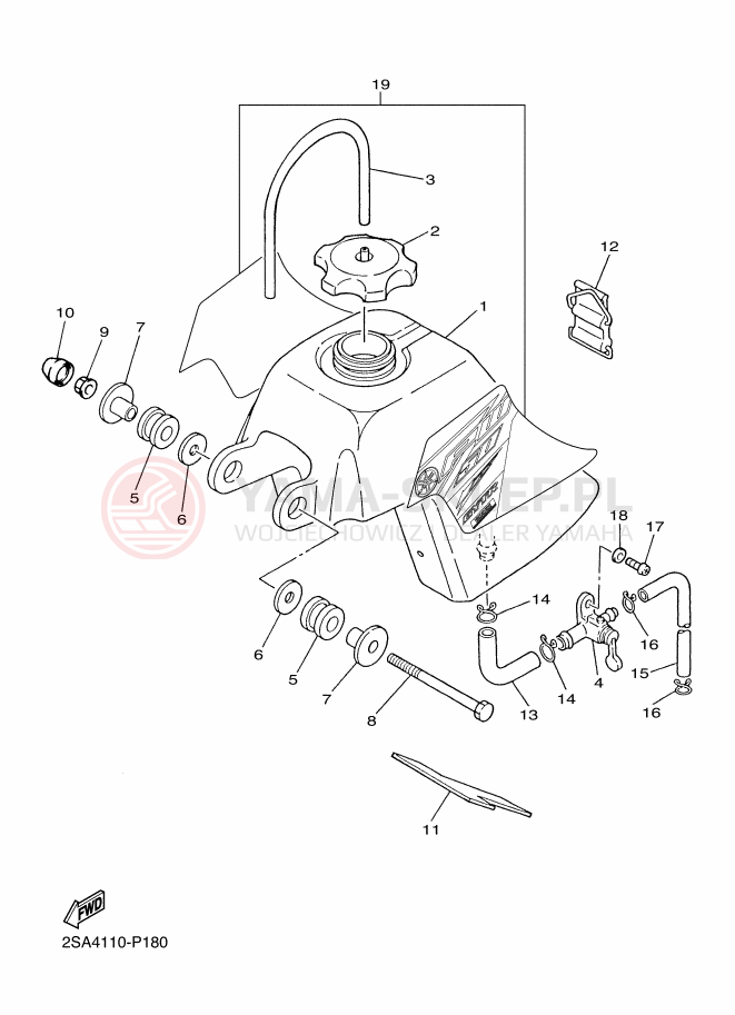 Schemat "zbiornik paliwa" do Yamaha PW50
