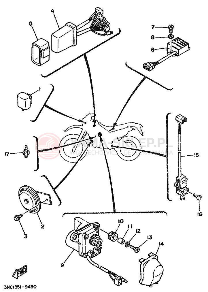 Schemat "układ elektryczny" do Yamaha DT125R