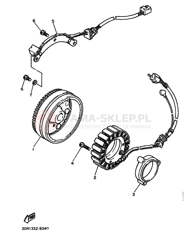 Schemat "prądnica" do Yamaha XV1000 VIRAGO