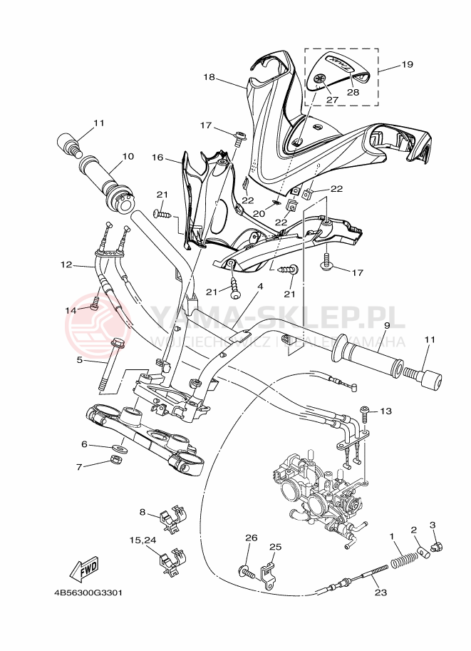 Schemat "Kierownica i osprzęt" do Yamaha TMAX