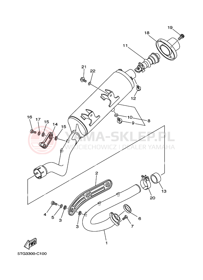 Schemat "Wydech końcowy" do Yamaha YFZ450T