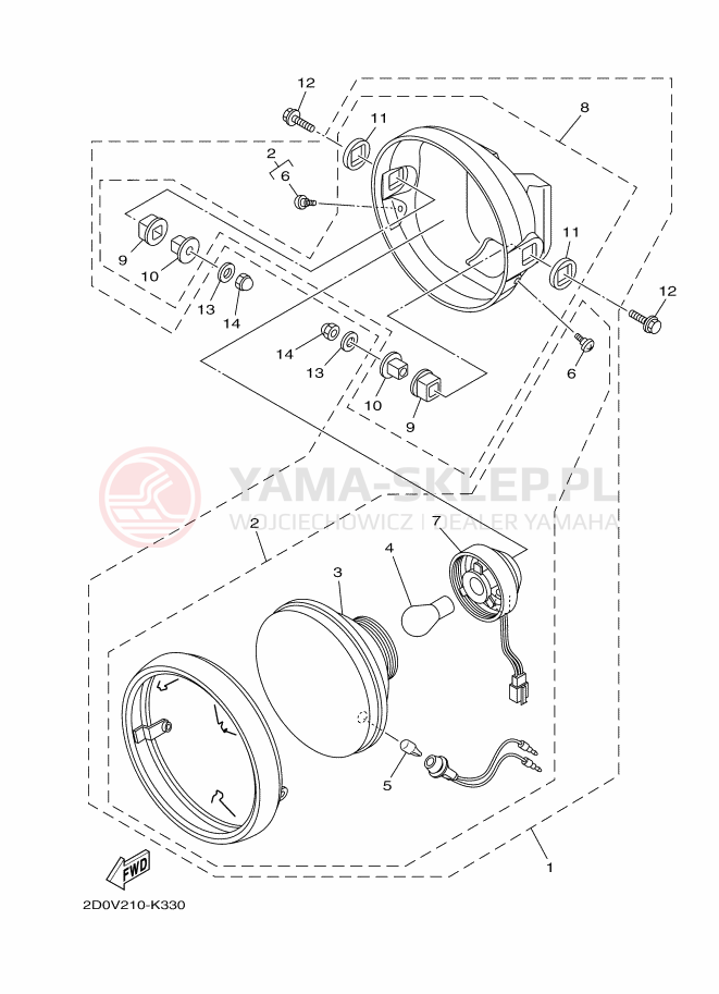 Schemat "Lampa przód" do Yamaha YB125