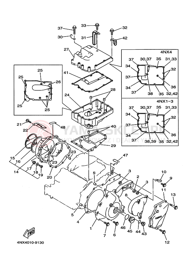 Schemat "Pokrywa silnika" do Yamaha TRX850
