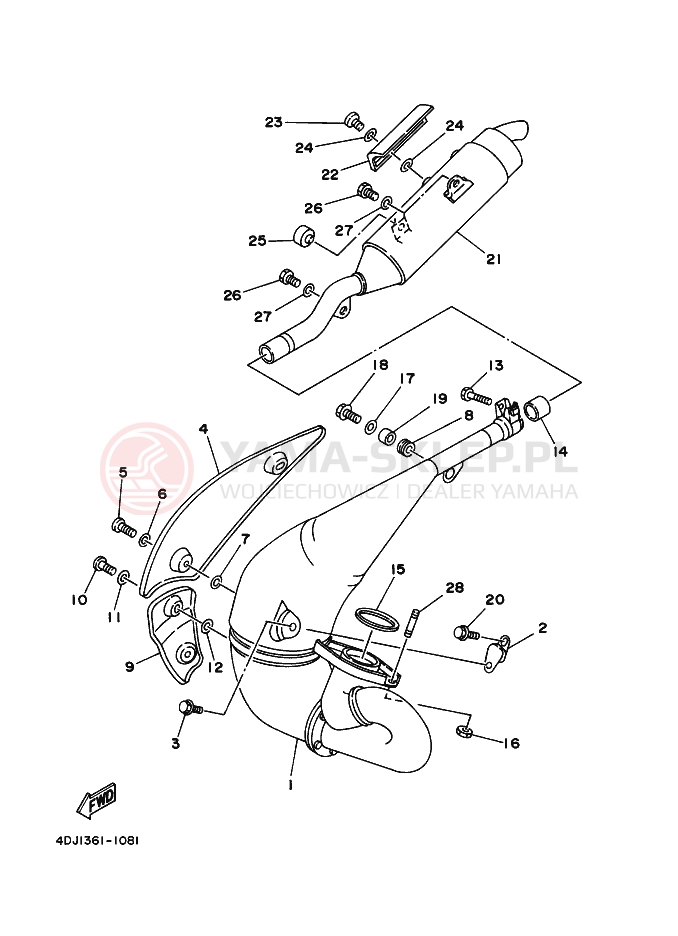Schemat "Wydech końcowy" do Yamaha DT125RE